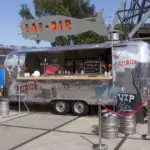airstream caravan in use as a food truck in use as a bar in Amst